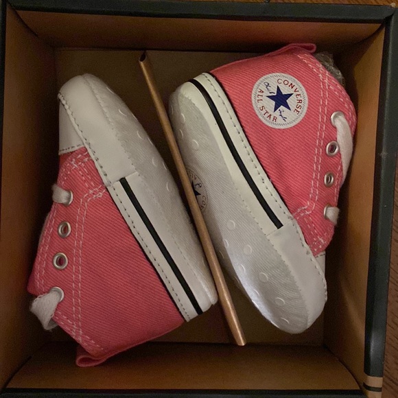 Gently used Converse Chuck Taylor First Star Easy Slip Hi Pink crib shoes - Picture 7 of 7